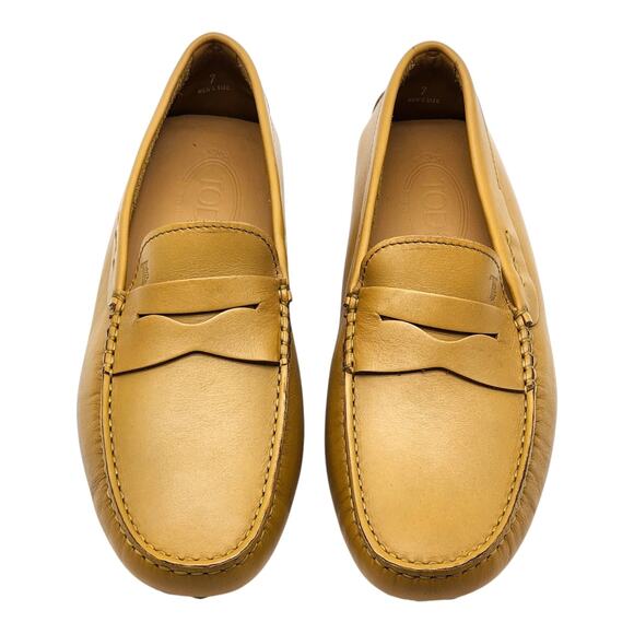 Tod’s Gommino Penny Men’s Leather Driving Loafers Yellow UK 7 US 8.5 - New $695 - Picture 4 of 9